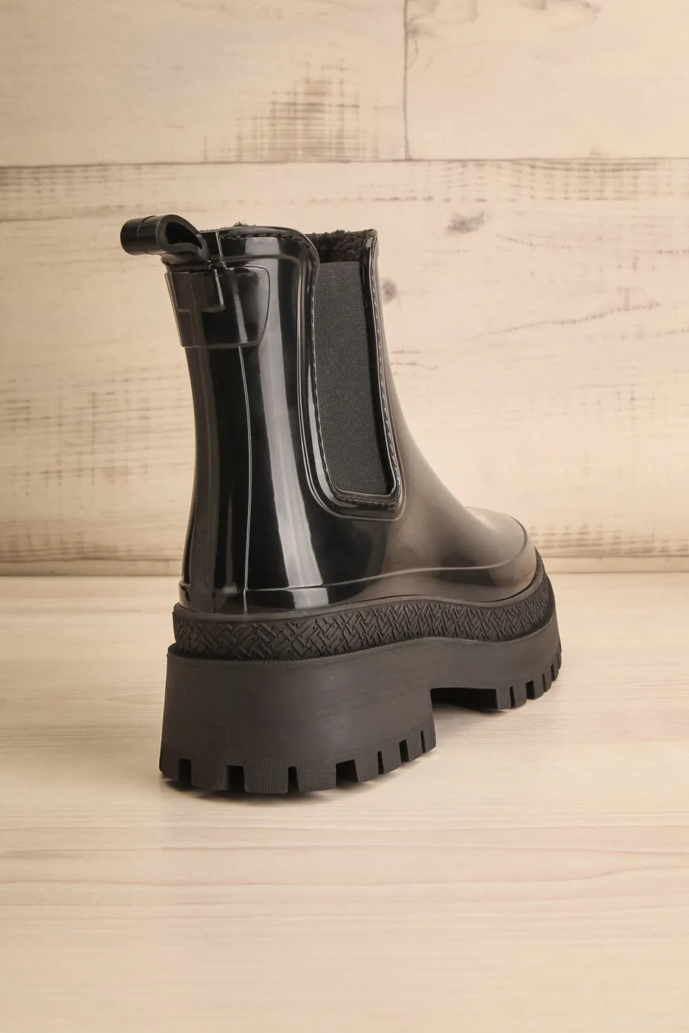 Carter Black | Faux-Fur Lined Platform Rain Boots