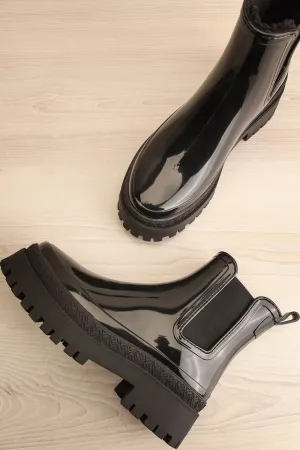 Carter Black | Faux-Fur Lined Platform Rain Boots