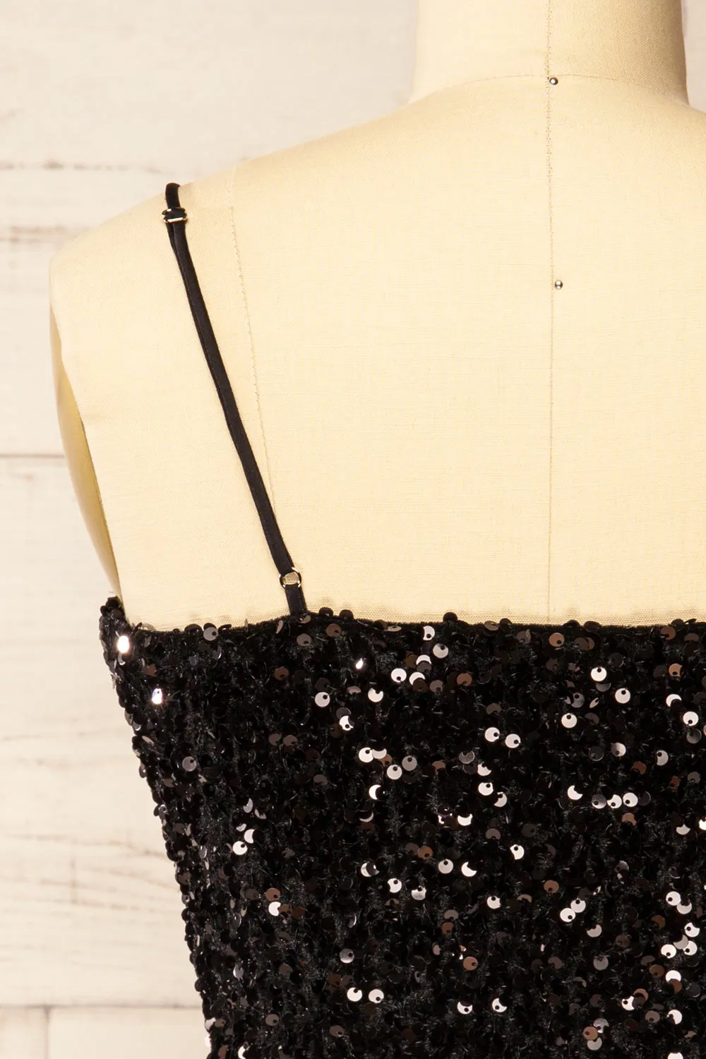 Cavaignac | Black Sequin Crop Top