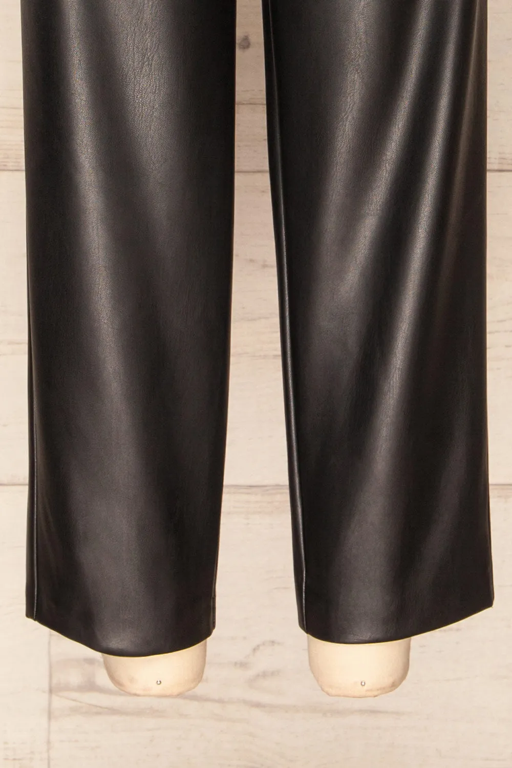 Cefalu Black | Faux Leather High-Waisted Pants