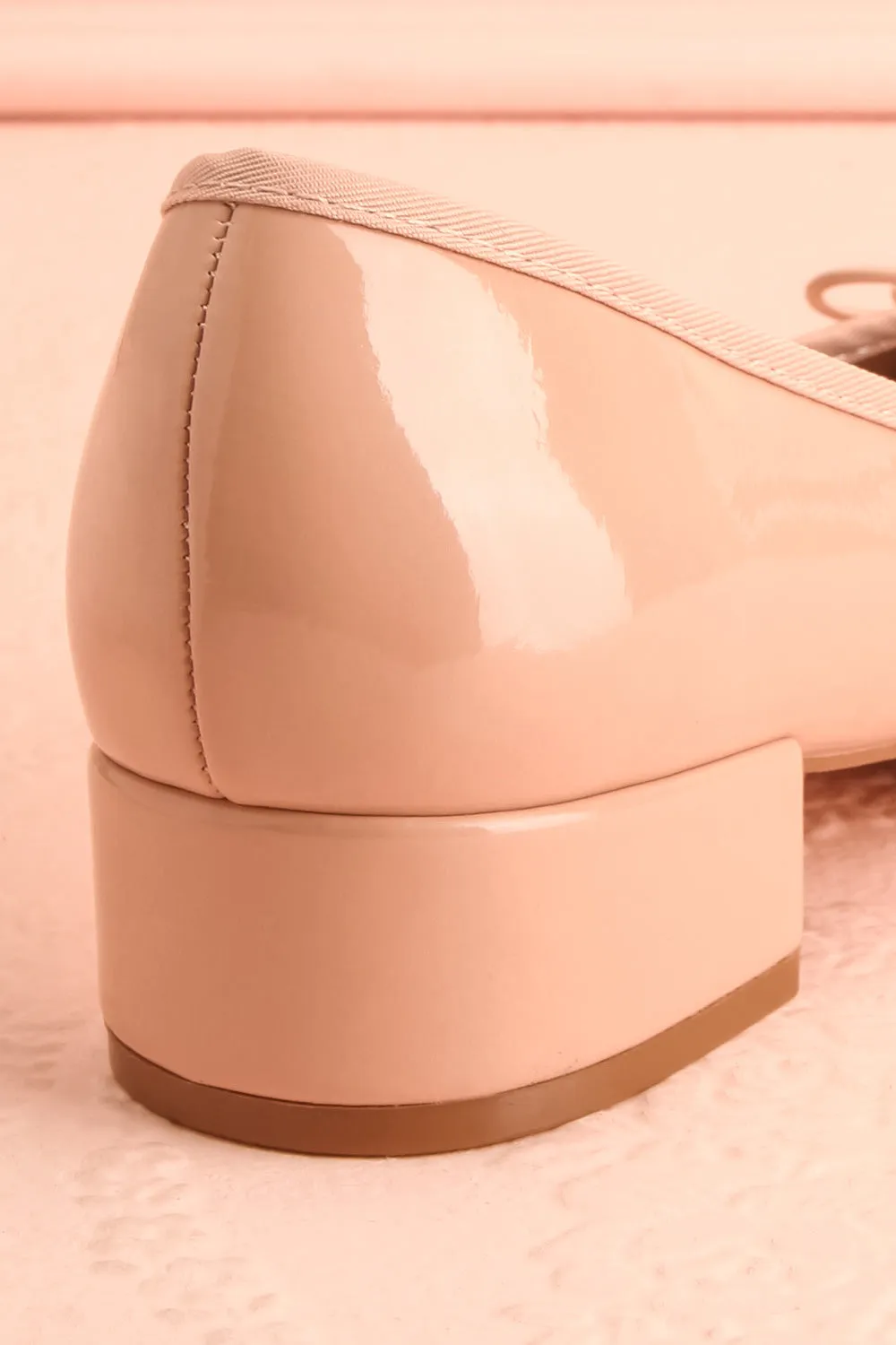 Celastina Blush | Heeled Ballet Shoes w/ Bow