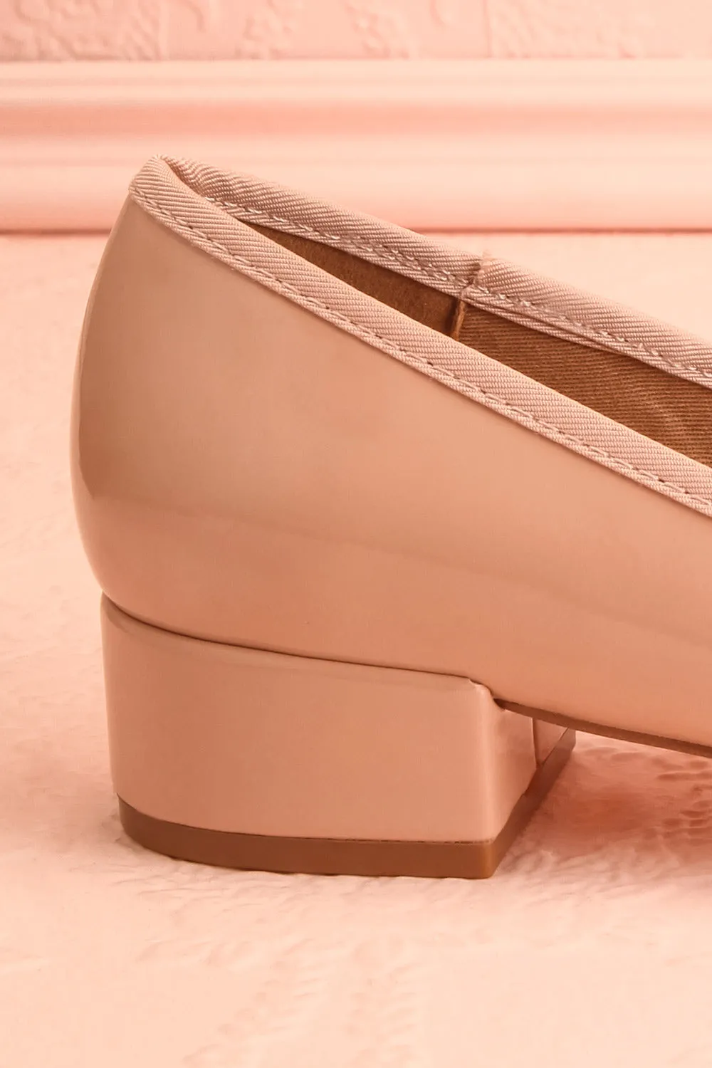Celastina Blush | Heeled Ballet Shoes w/ Bow