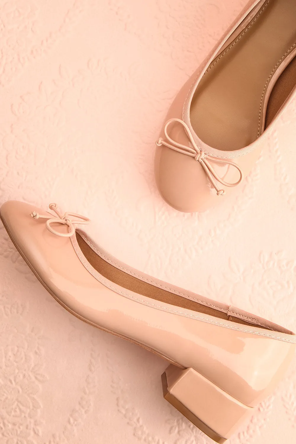 Celastina Blush | Heeled Ballet Shoes w/ Bow