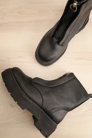 Celeriter Black | Faux-Leather Platform Boots