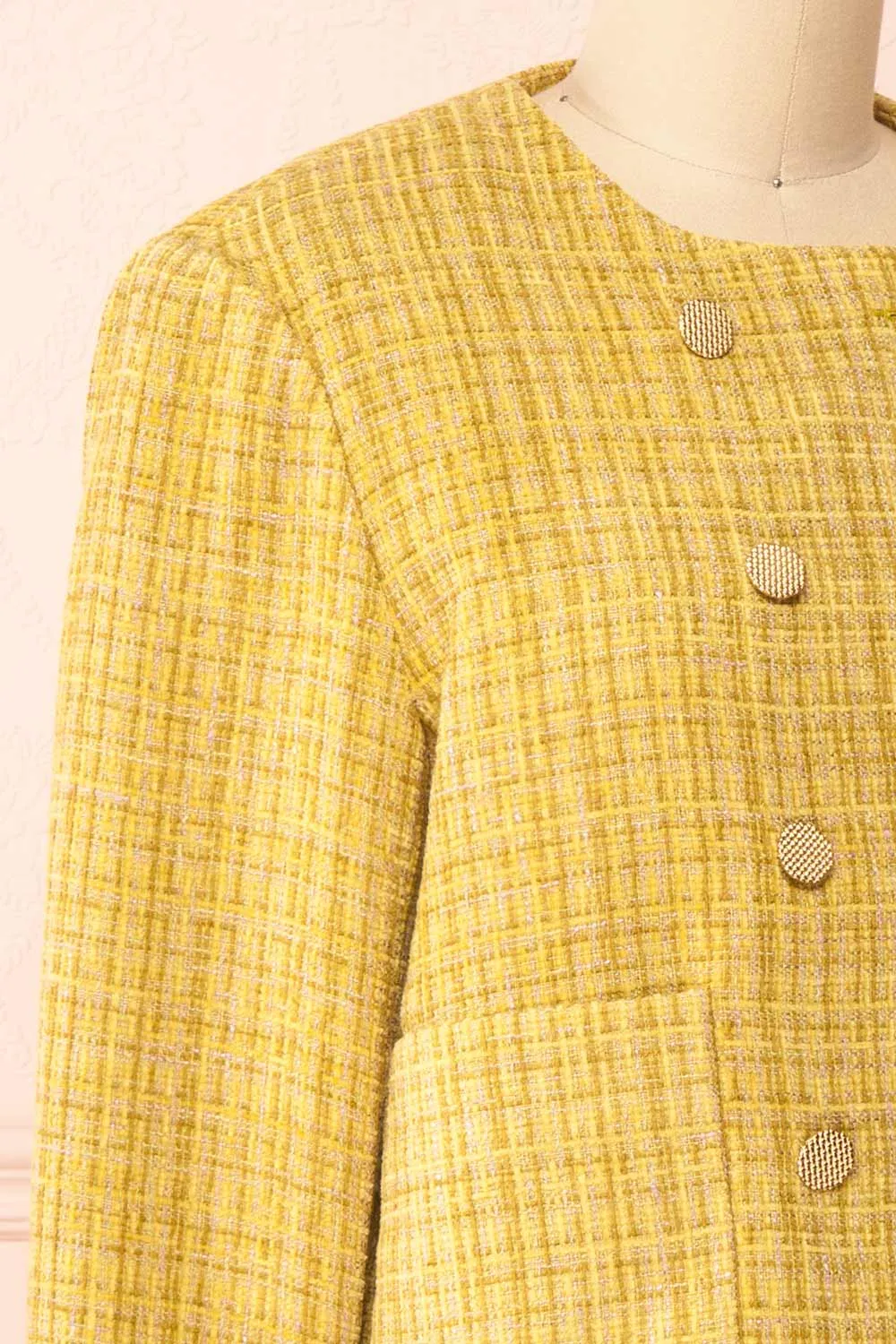 Cerys | Vintage Style Yellow Tweed Jacket