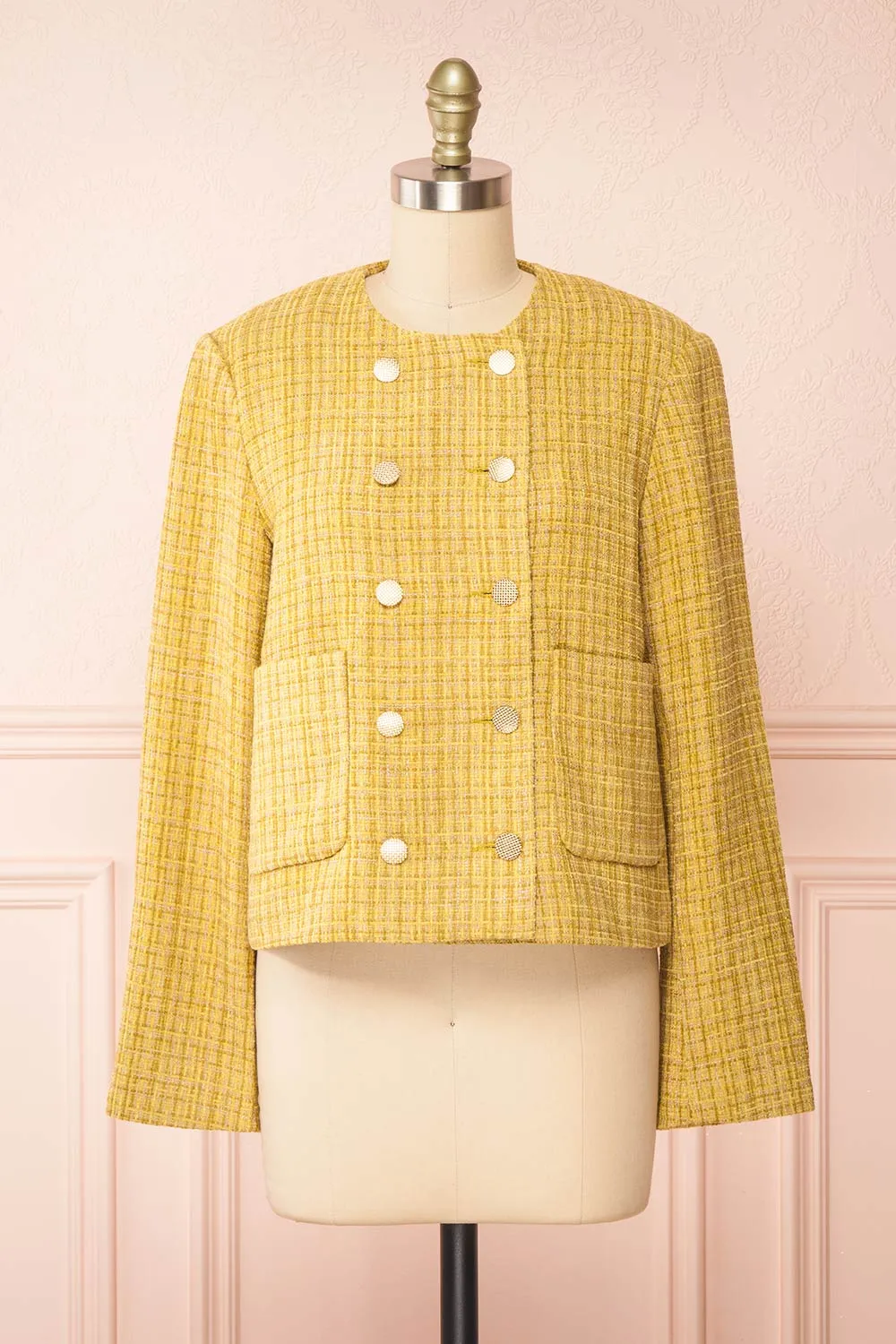 Cerys | Vintage Style Yellow Tweed Jacket