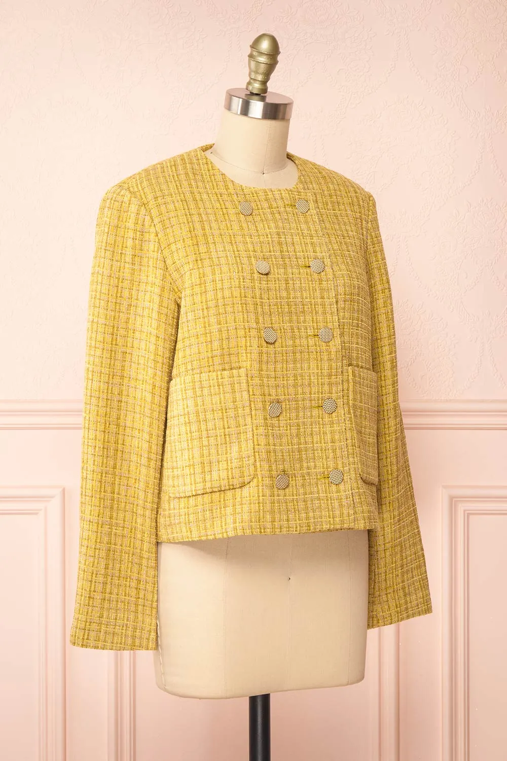 Cerys | Vintage Style Yellow Tweed Jacket
