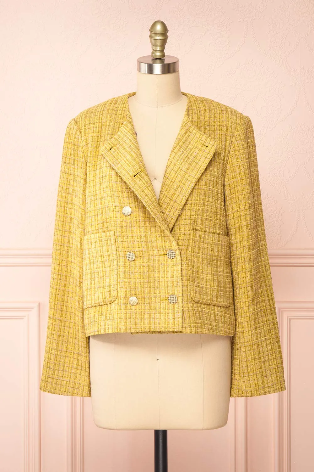 Cerys | Vintage Style Yellow Tweed Jacket