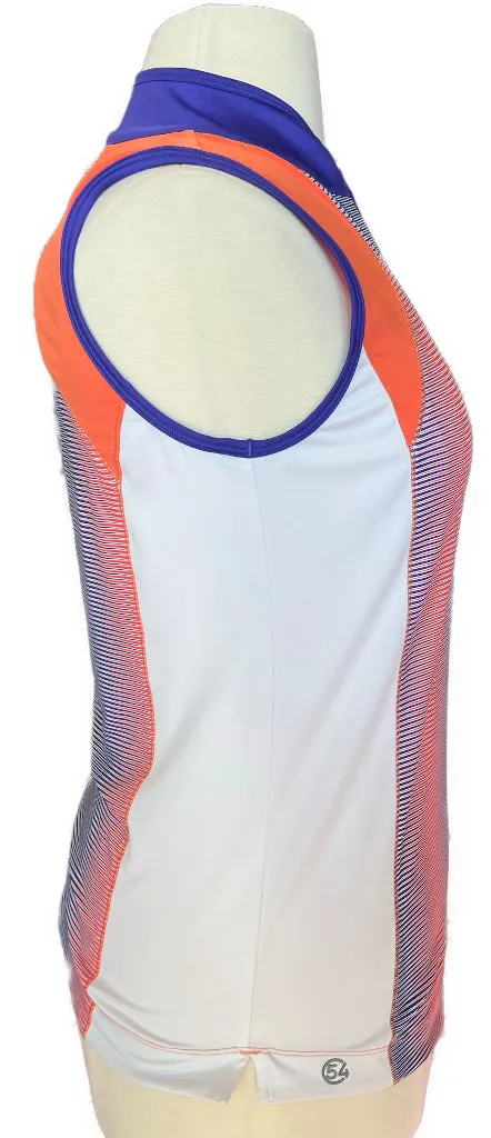 Chase54  Purple Orange & White Sleeveless Golf Polo Size L