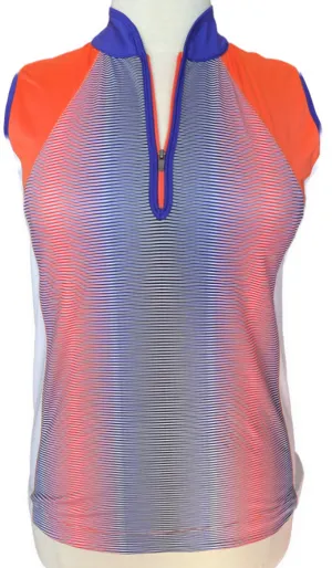Chase54  Purple Orange & White Sleeveless Golf Polo Size L