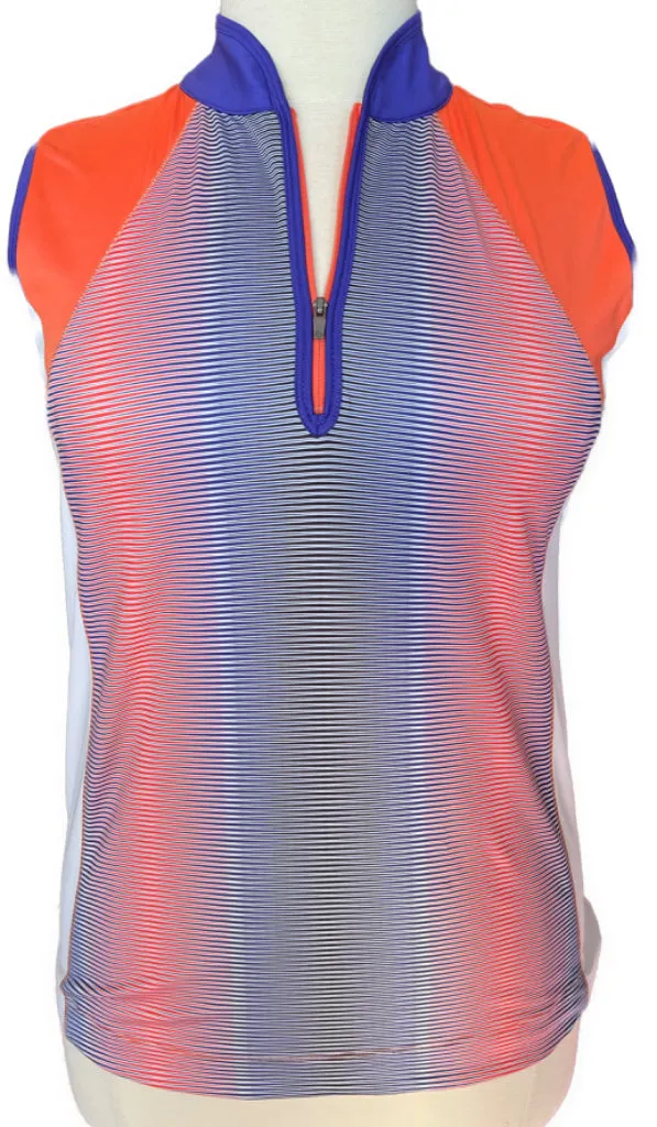 Chase54  Purple Orange & White Sleeveless Golf Polo Size L