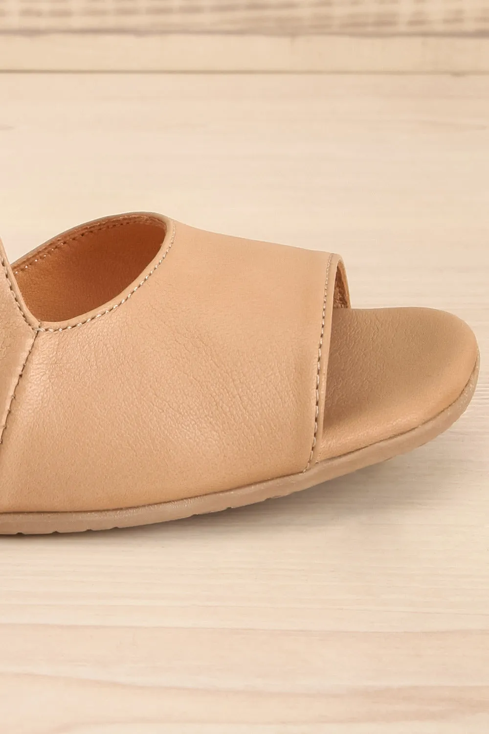 Chiesa Taupe | Asymmetrical Leather Sandals