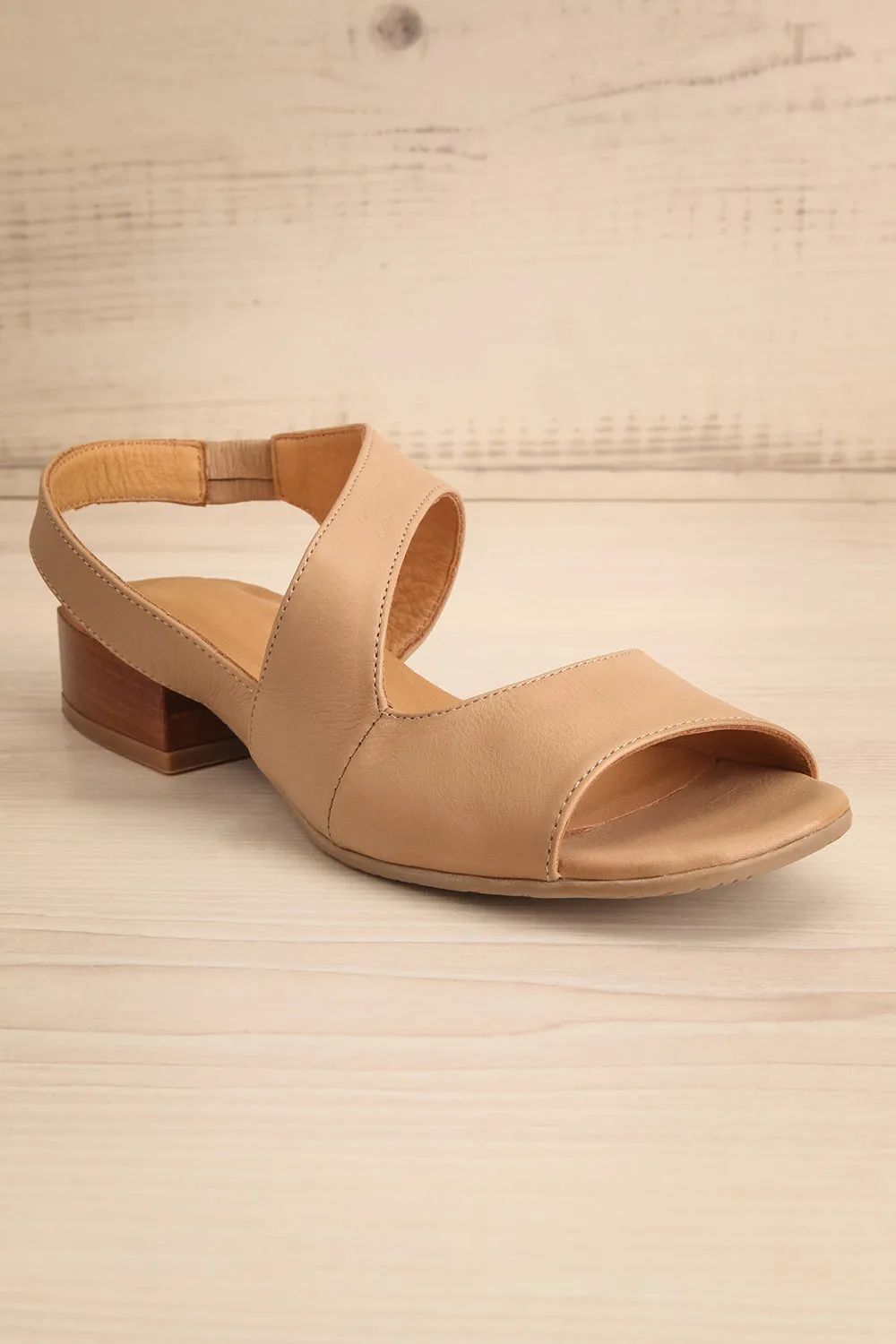 Chiesa Taupe | Asymmetrical Leather Sandals