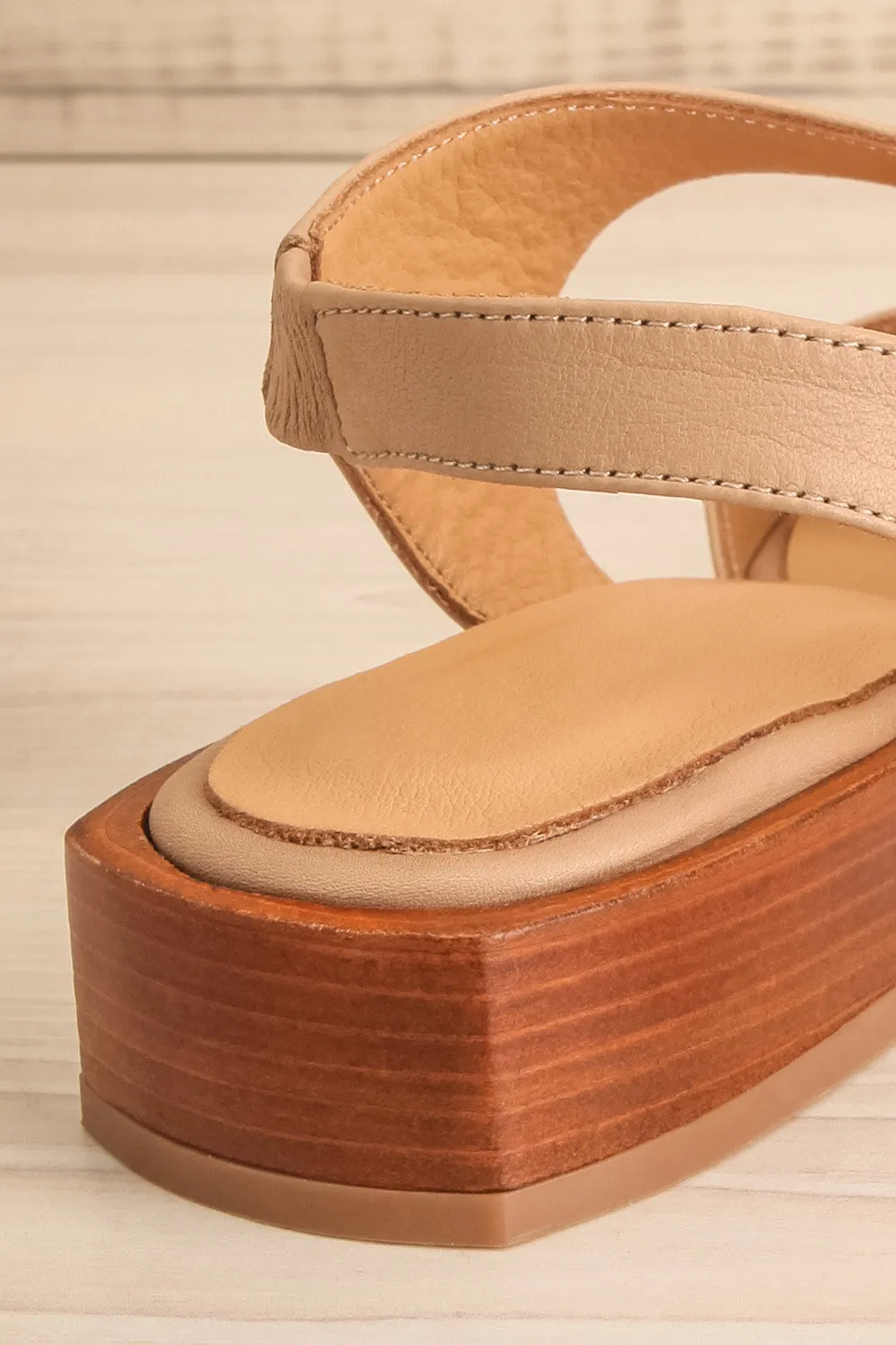 Chiesa Taupe | Asymmetrical Leather Sandals
