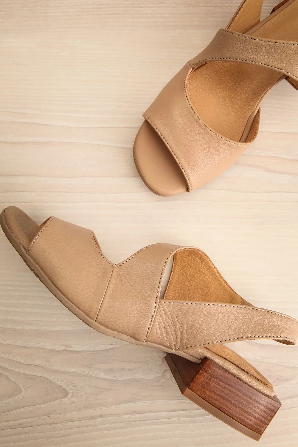 Chiesa Taupe | Asymmetrical Leather Sandals