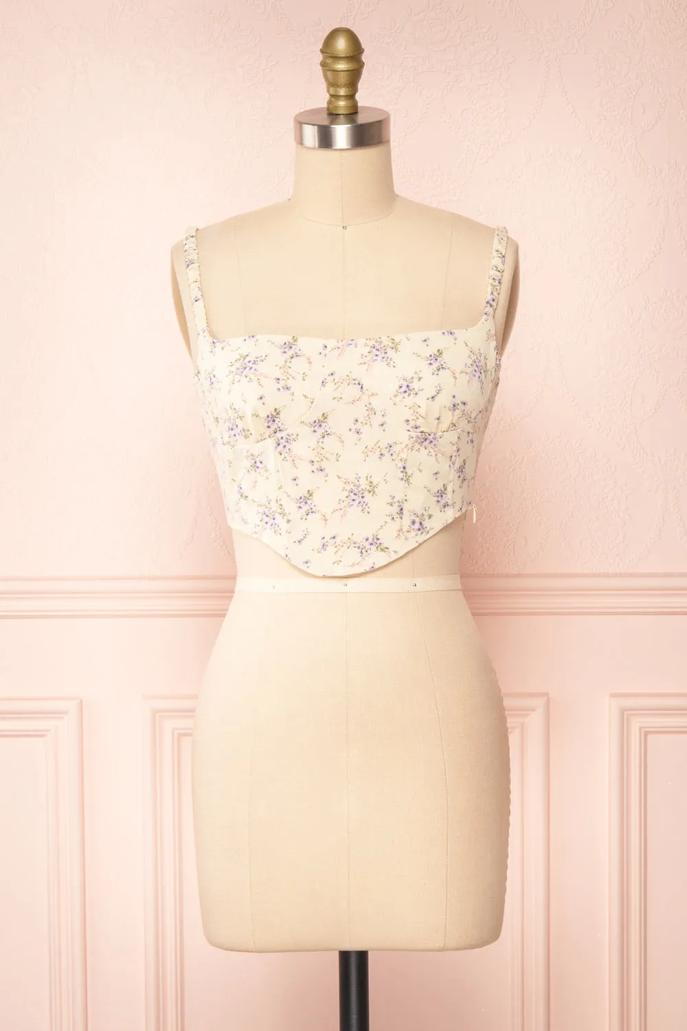 Cissiae Beige | Floral Cropped Tank Top