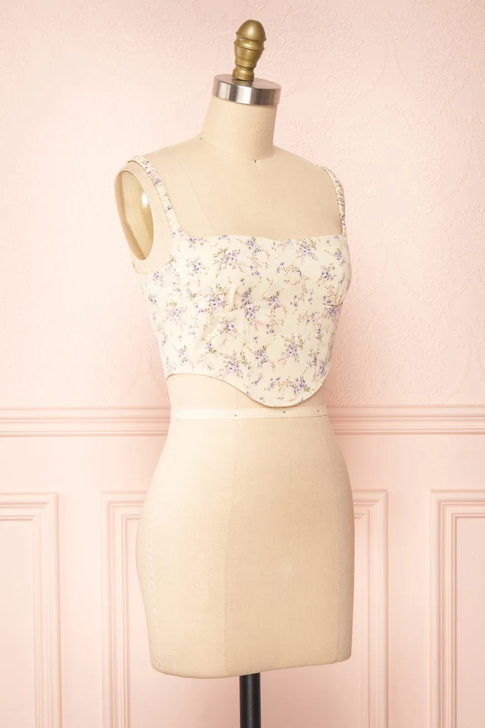 Cissiae Beige | Floral Cropped Tank Top