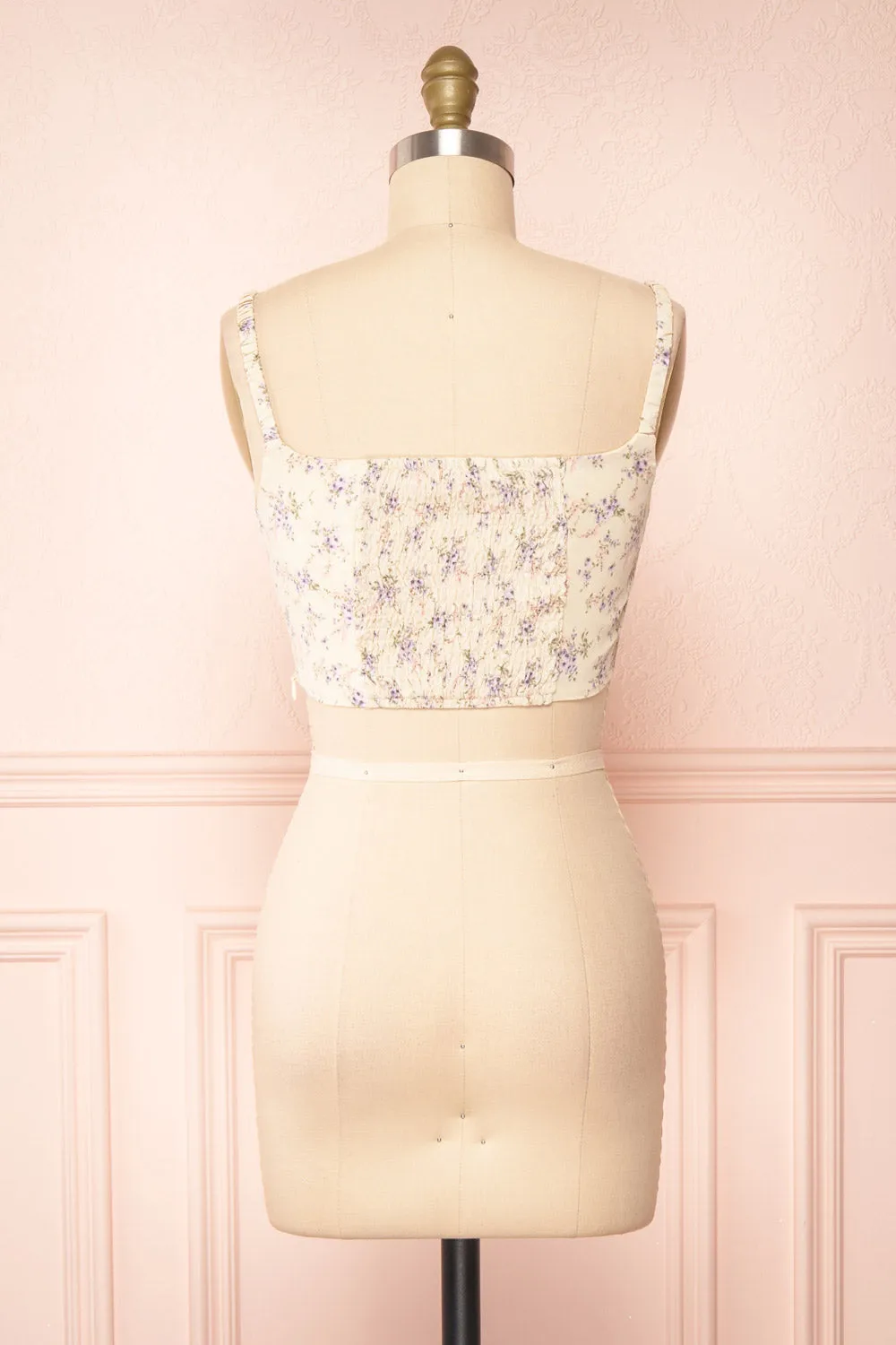 Cissiae Beige | Floral Cropped Tank Top