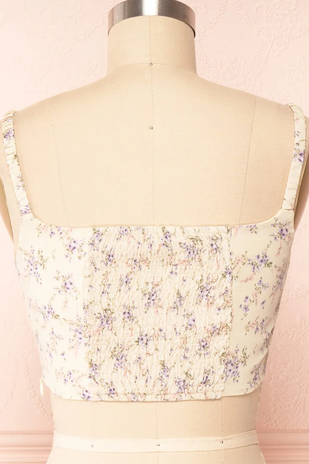 Cissiae Beige | Floral Cropped Tank Top