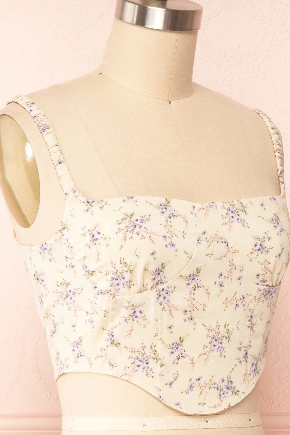 Cissiae Beige | Floral Cropped Tank Top