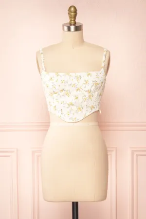 Cissiae Ivory | Floral Cropped Tank Top