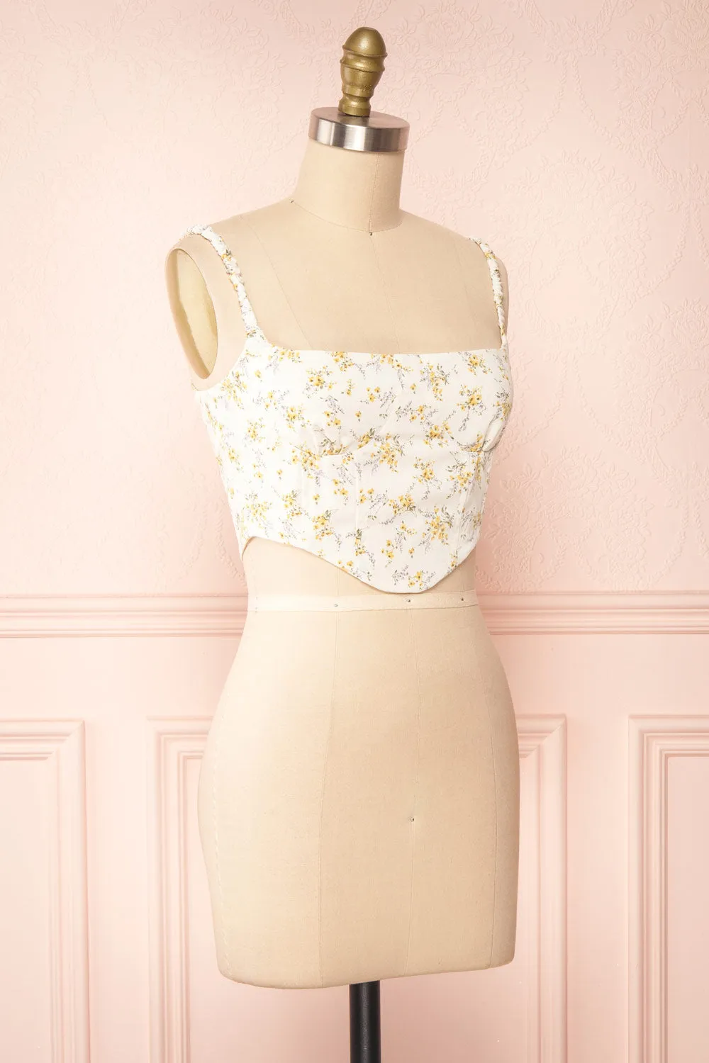 Cissiae Ivory | Floral Cropped Tank Top