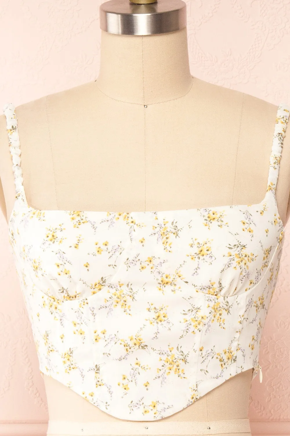 Cissiae Ivory | Floral Cropped Tank Top