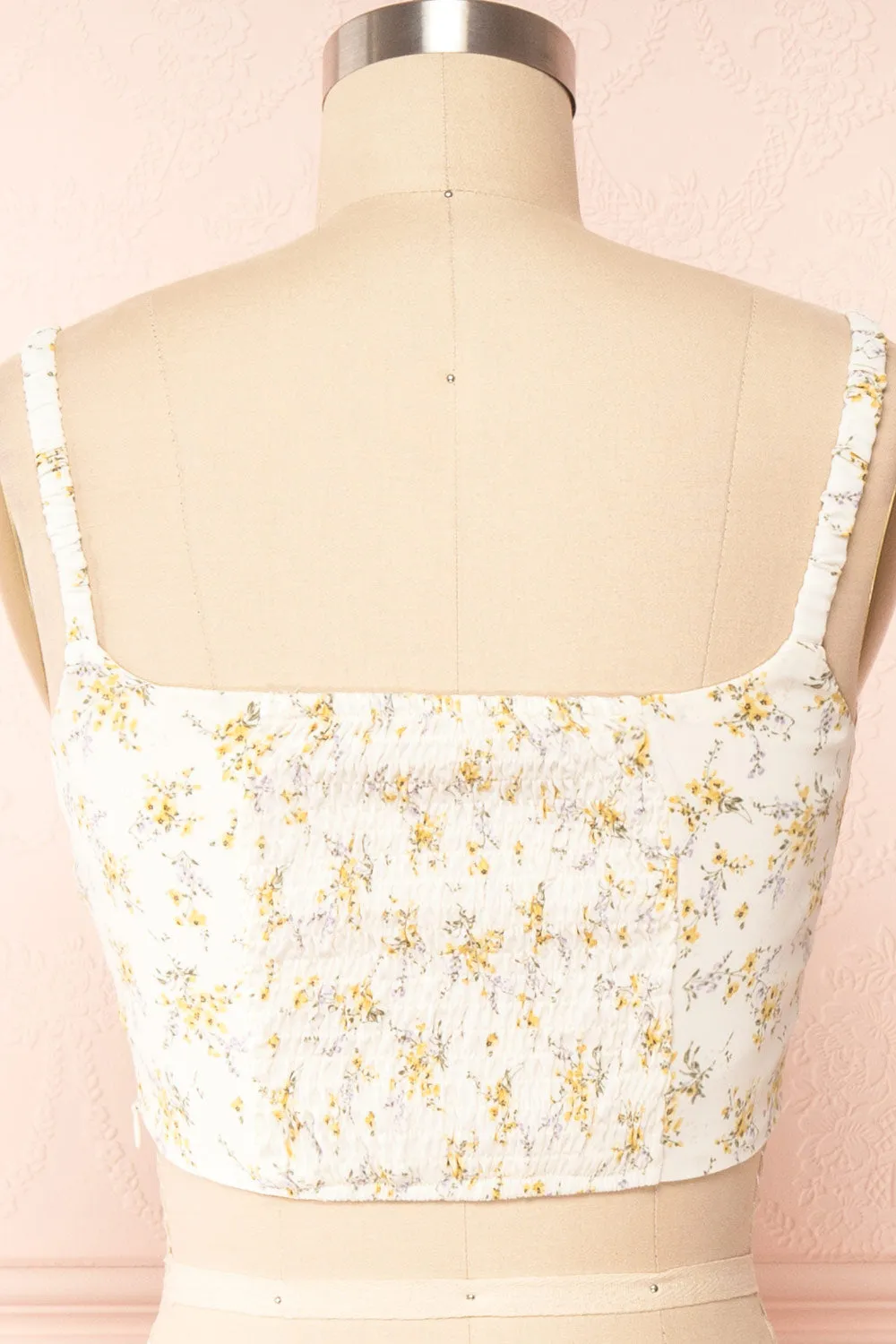 Cissiae Ivory | Floral Cropped Tank Top