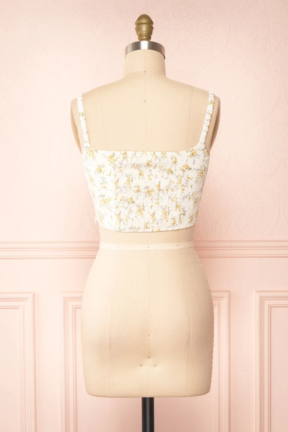 Cissiae Ivory | Floral Cropped Tank Top