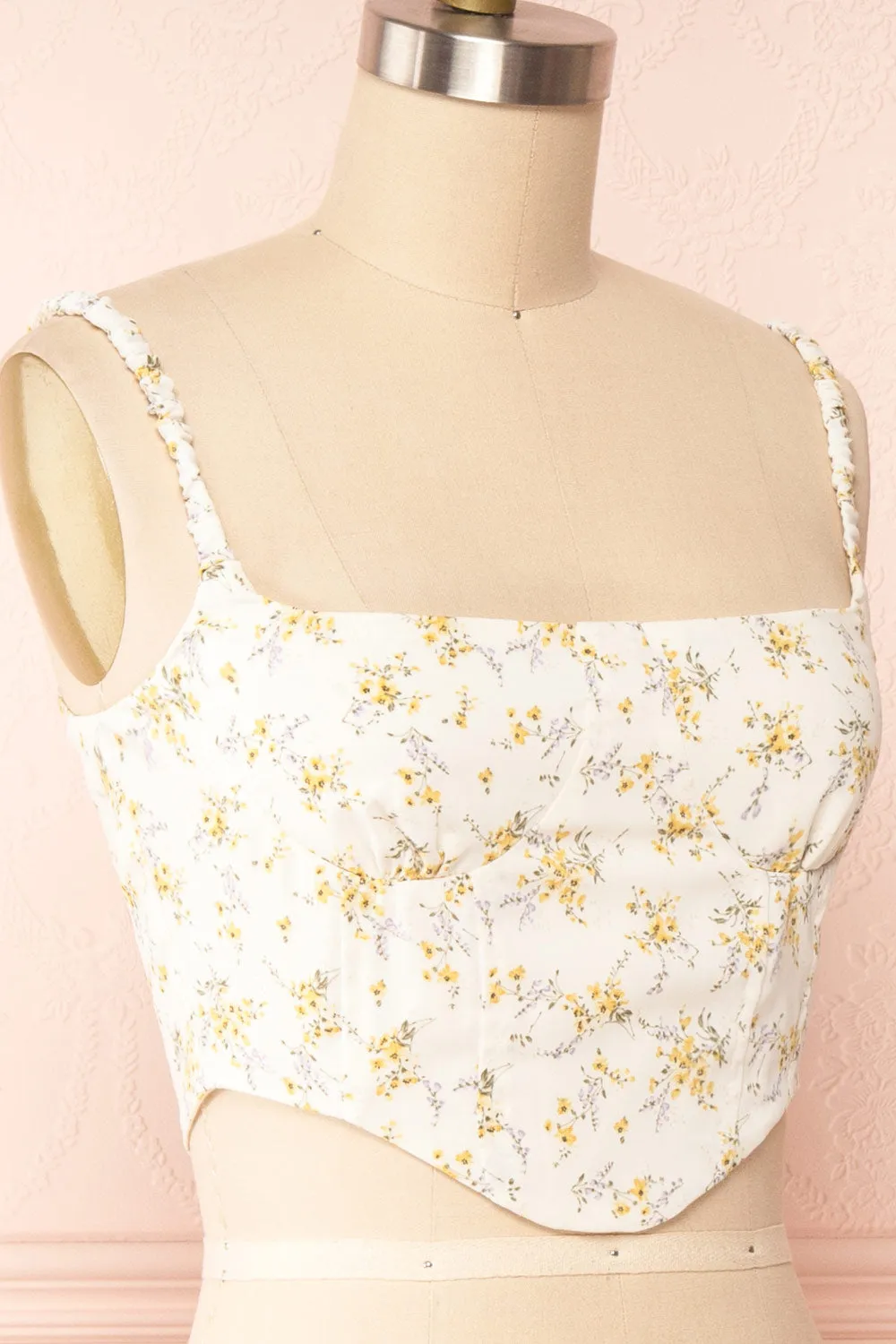 Cissiae Ivory | Floral Cropped Tank Top