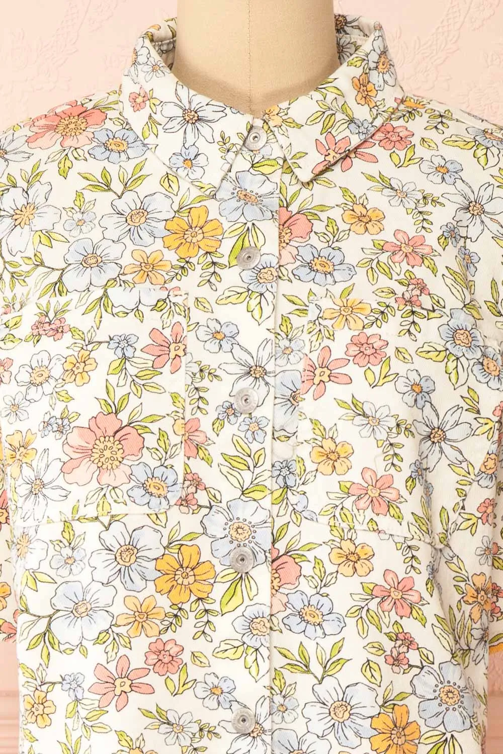 Connie | Floral Denim Short-Sleeved Shirt
