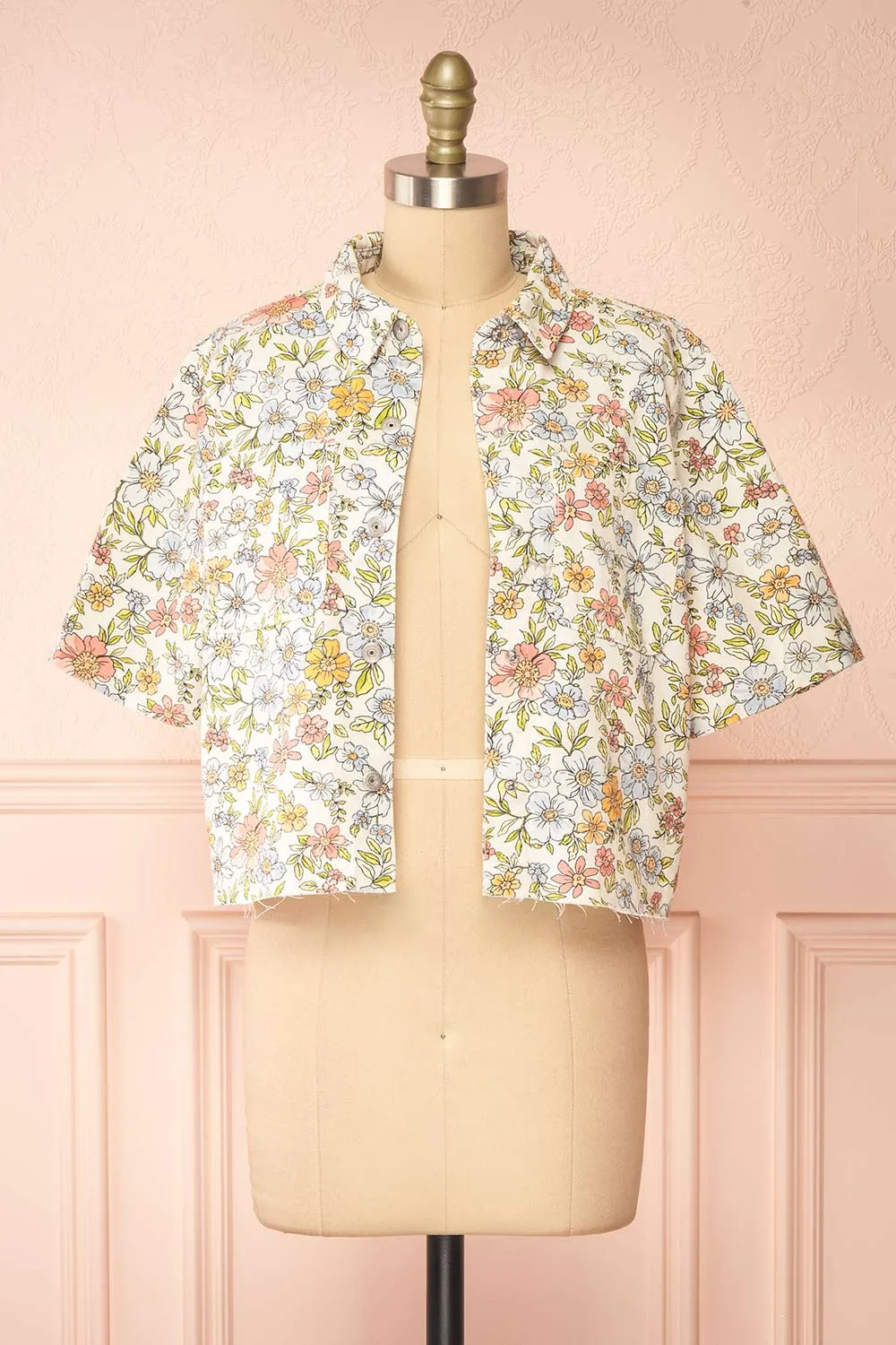 Connie | Floral Denim Short-Sleeved Shirt