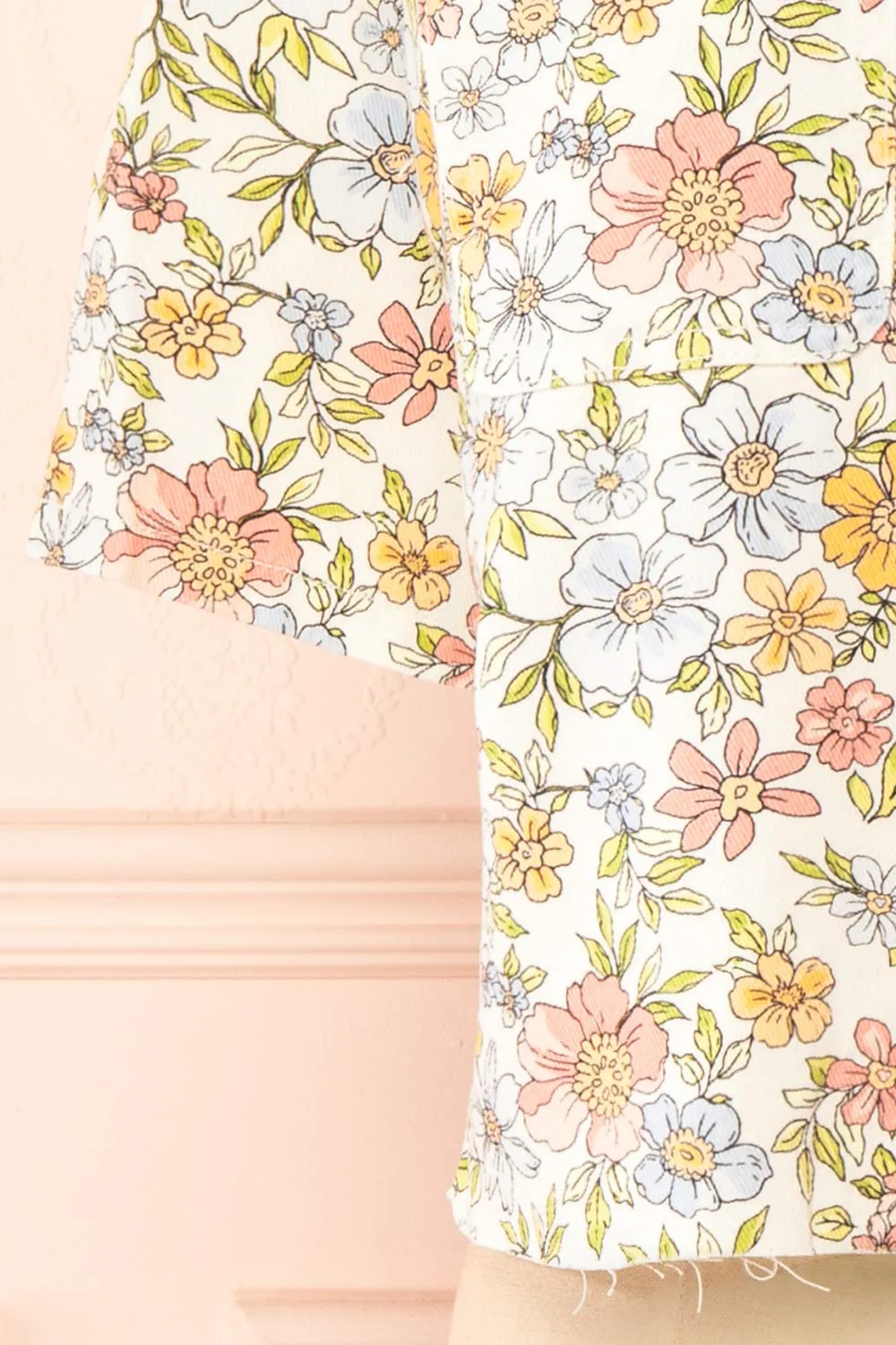 Connie | Floral Denim Short-Sleeved Shirt