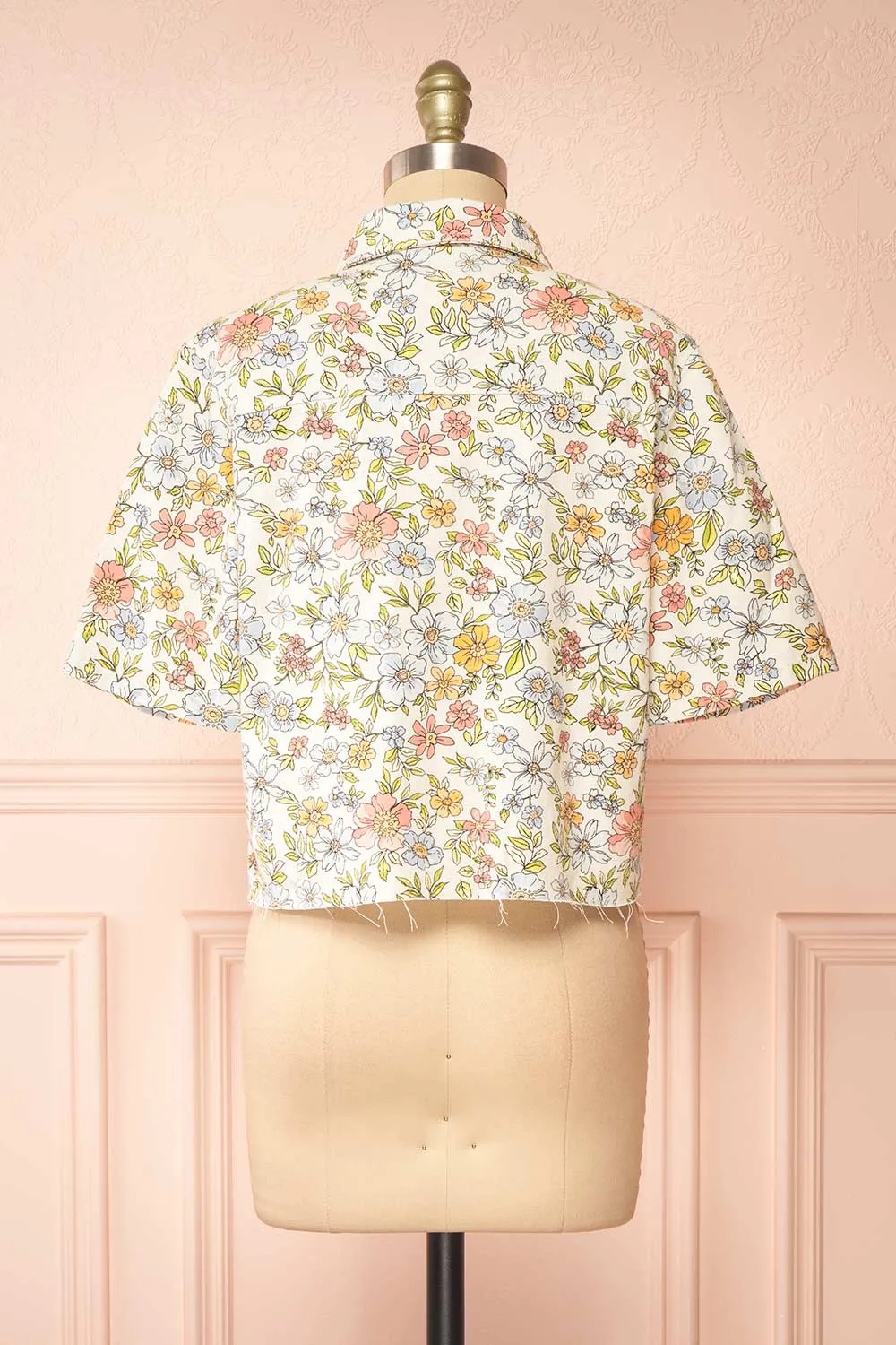 Connie | Floral Denim Short-Sleeved Shirt