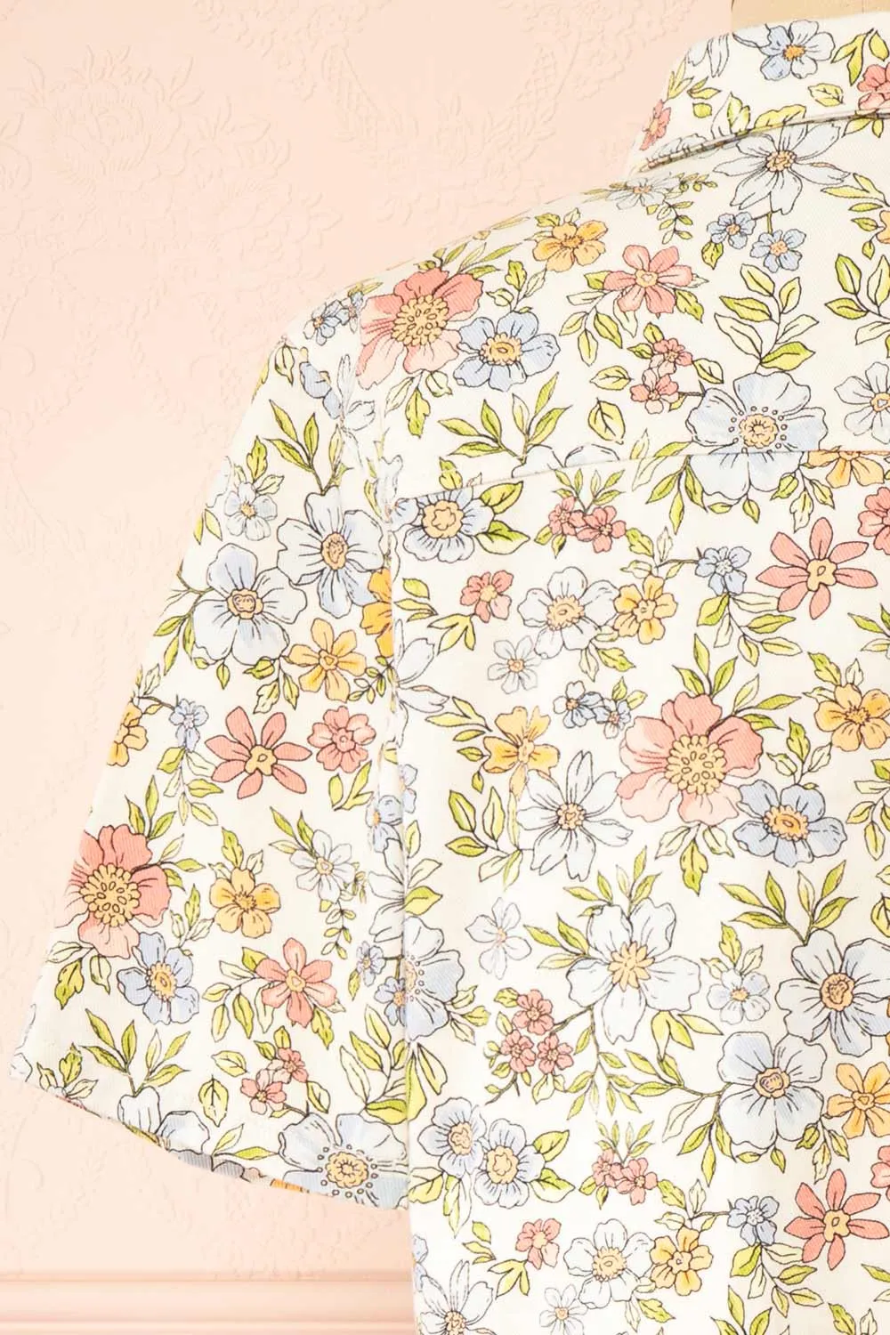 Connie | Floral Denim Short-Sleeved Shirt