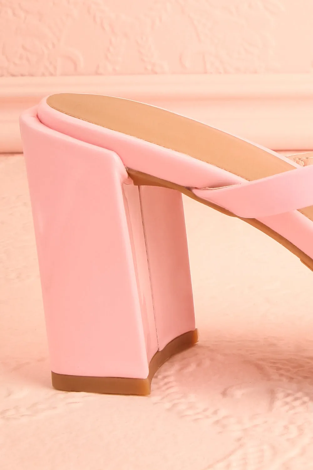 Corecta | Glossy Pink Heeled Sandals