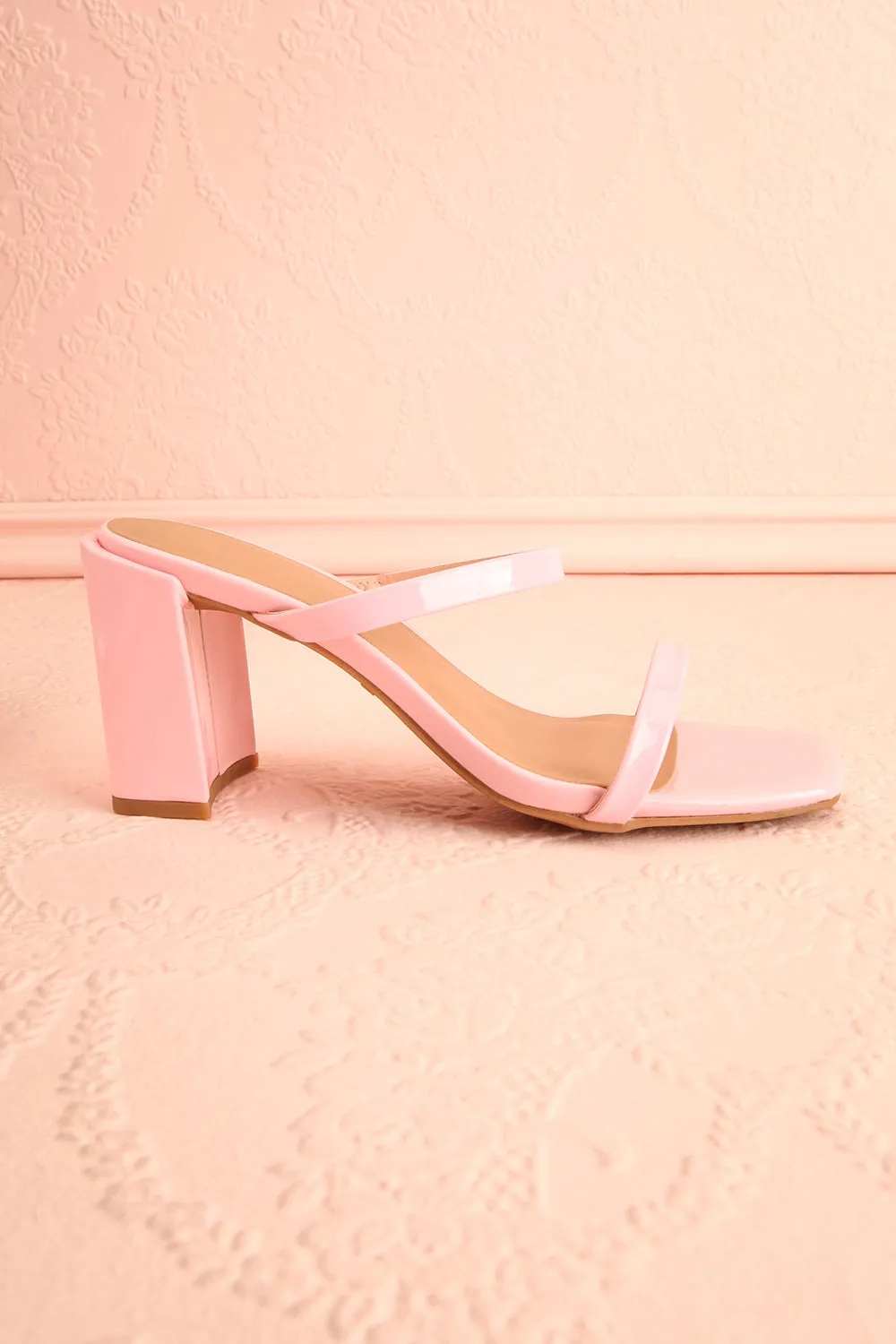 Corecta | Glossy Pink Heeled Sandals