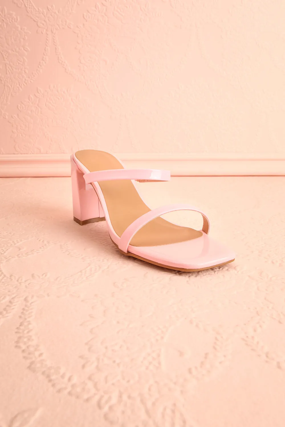 Corecta | Glossy Pink Heeled Sandals