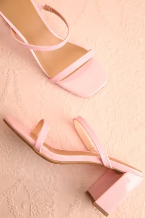 Corecta | Glossy Pink Heeled Sandals