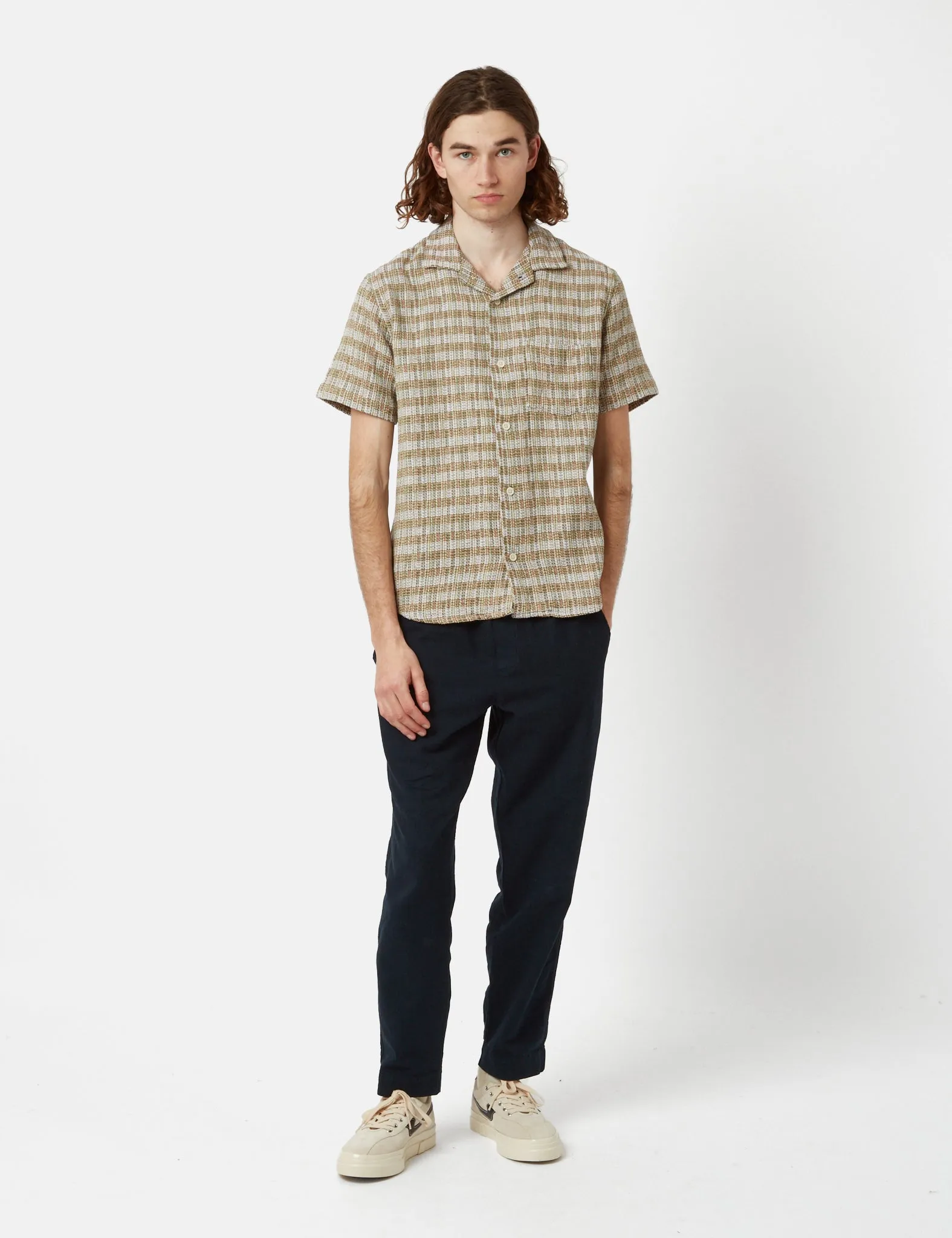 Corridor Rainbow Stripe Short Sleeve Shirt - Dusk Grey