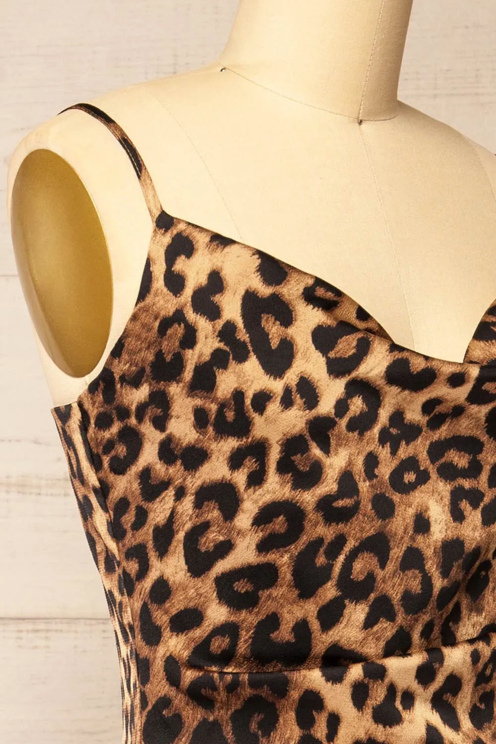Croenen | Cowl Neck Leopard Midi Dress