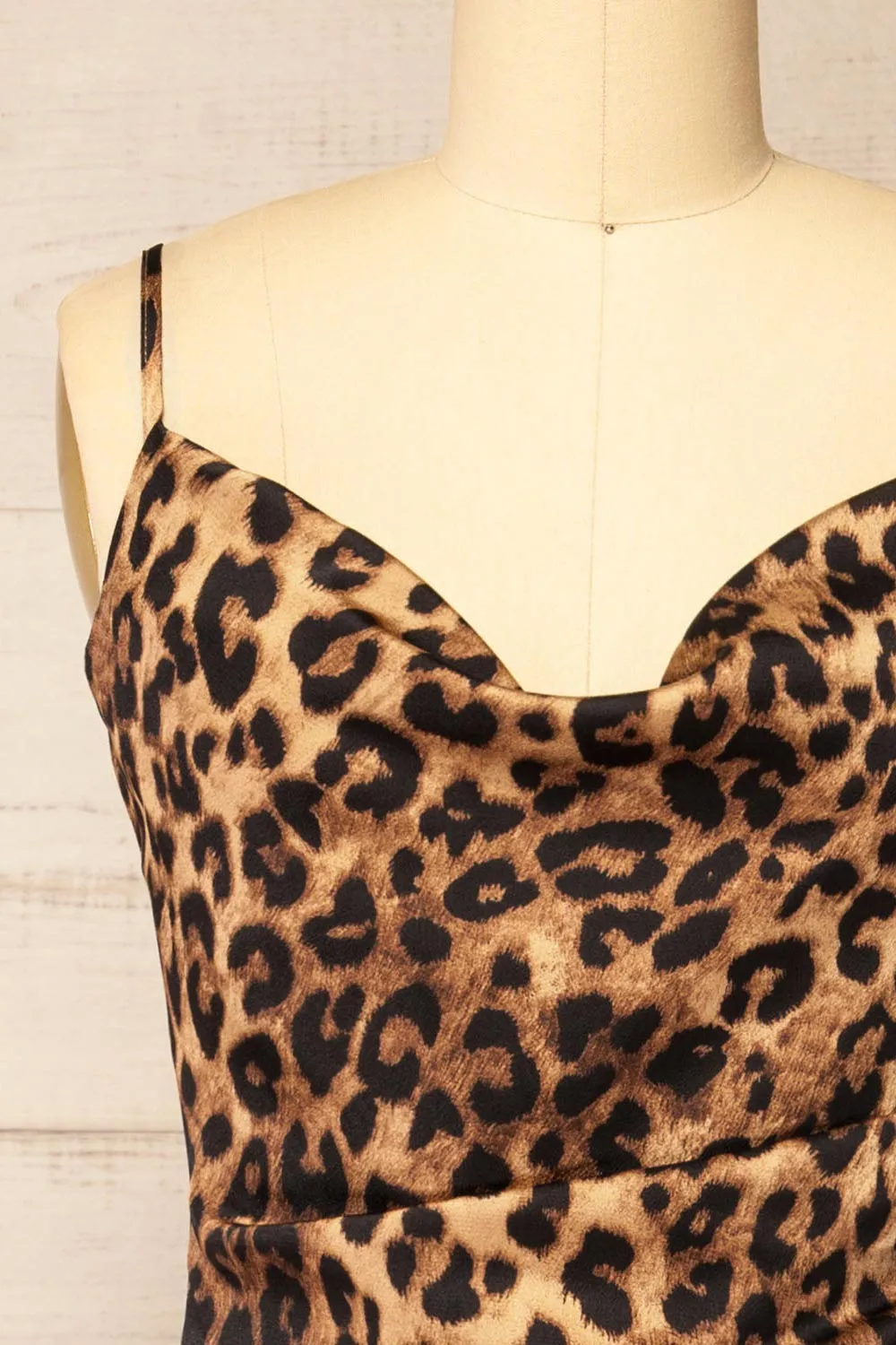 Croenen | Cowl Neck Leopard Midi Dress