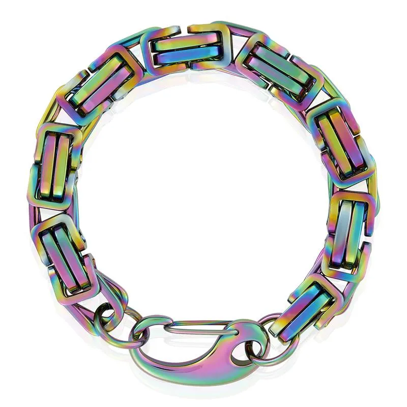 Crucible Los Angeles Stainless Steel Byzantine Chain Bracelet 11mm Wide - 10"