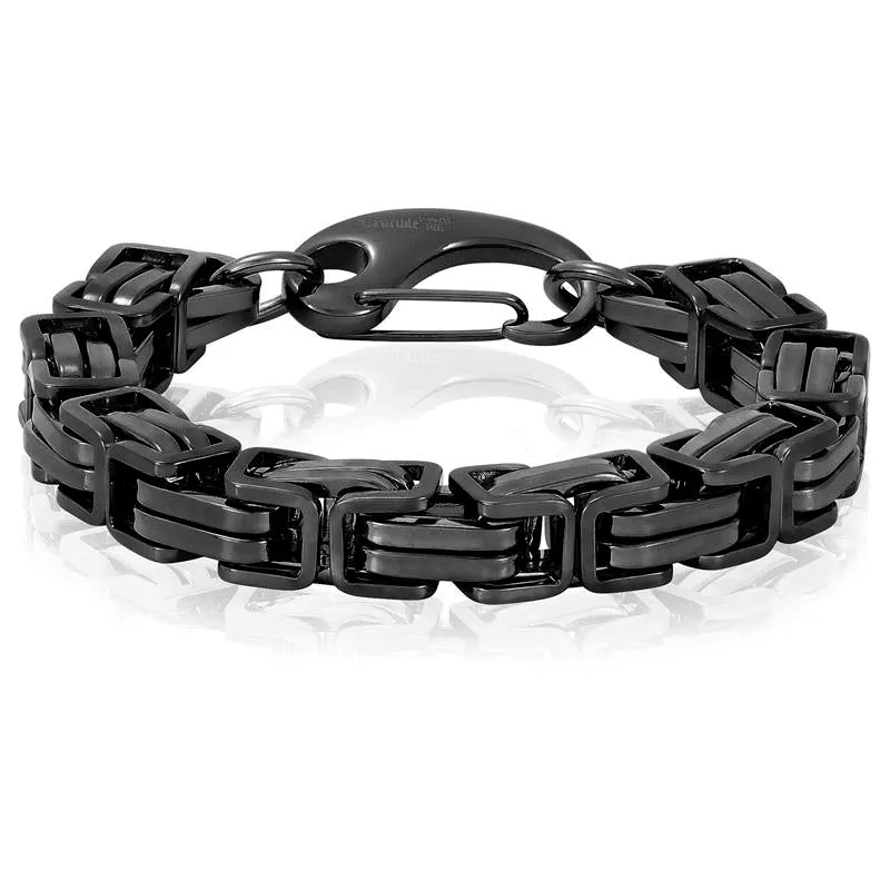 Crucible Los Angeles Stainless Steel Byzantine Chain Bracelet 11mm Wide - 10"