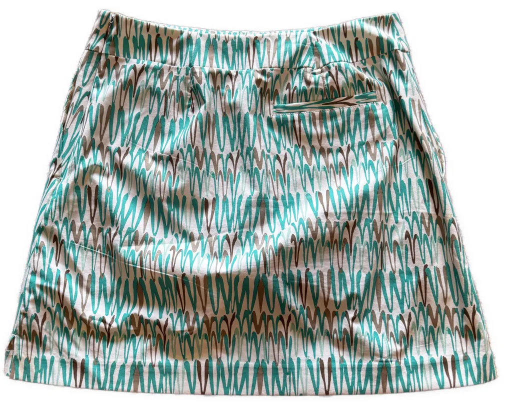 Cutter & Buck White, Teal & Gray Patterned Golf Skort Size 4 MSP$100