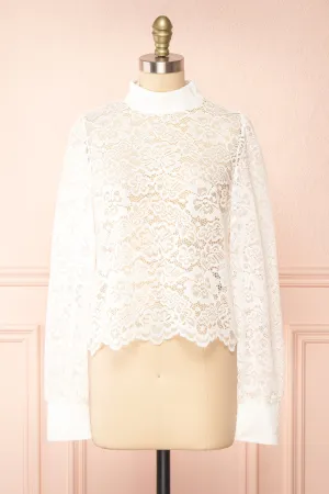 Dahana Ivory | Floral Lace Blouse