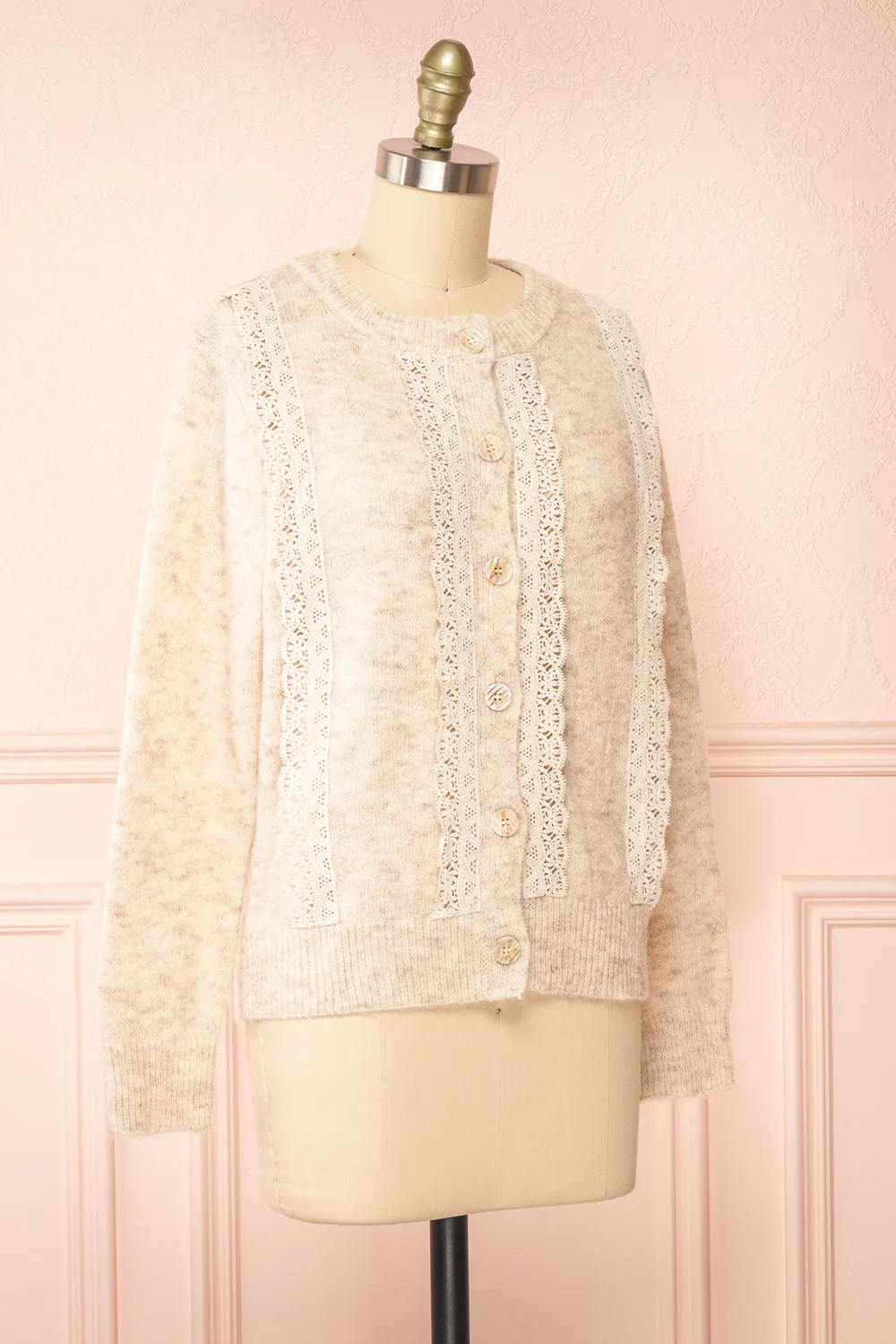 Dakota | Button-Up Knit Cardigan w/ Lace Detail