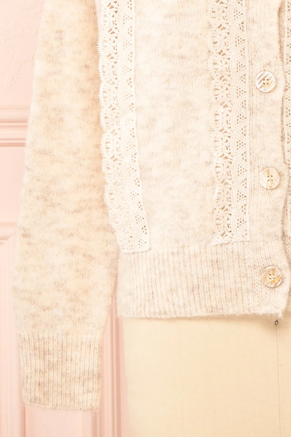Dakota | Button-Up Knit Cardigan w/ Lace Detail