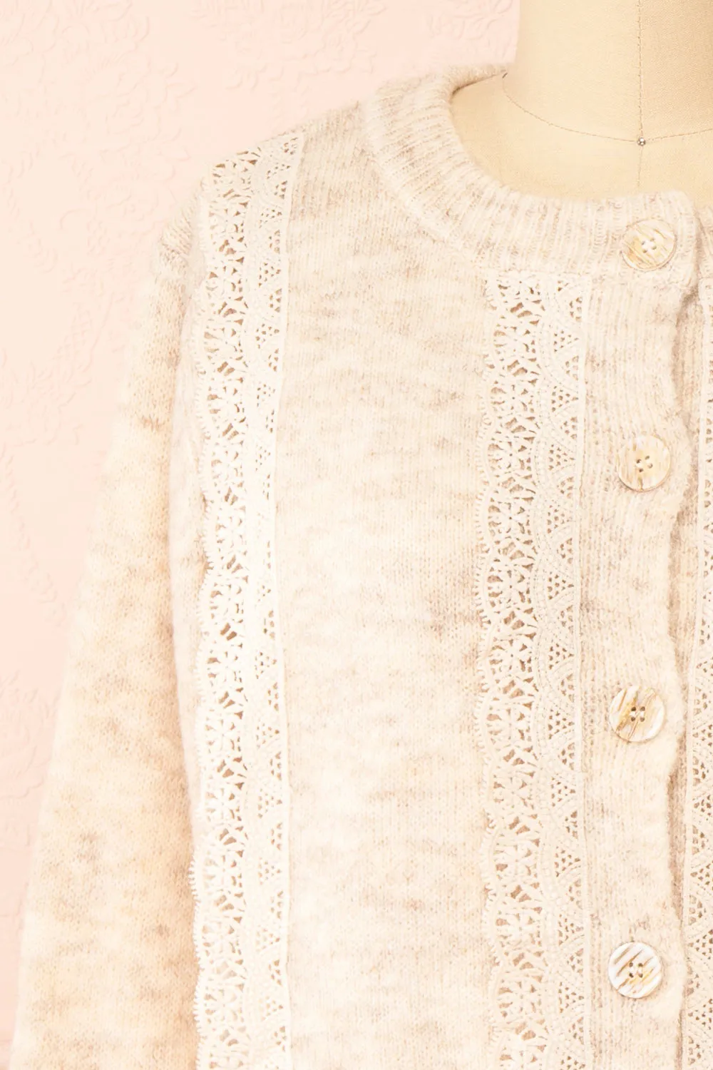 Dakota | Button-Up Knit Cardigan w/ Lace Detail