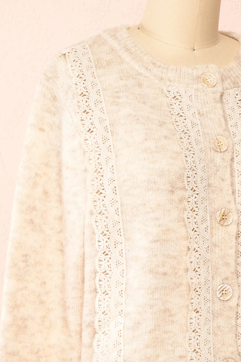 Dakota | Button-Up Knit Cardigan w/ Lace Detail